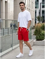 Pánské červené teplákové kraťasy FashionStreet SX2637 Pánské červené teplákové kraťasy FashionStreet SX2637