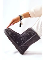 Zateplené sněhule s kamínky Šedá Mariella