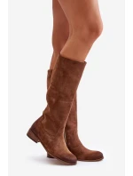 Dámské Semišové Kozačky Do Poloviny Lýtka Na Zipu Lewski 3616 Hnědé