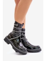 Lakované Kotníkové Boty Se Zdobením Černé Kikizelle