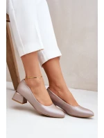 Kožené lodičky Lewski 3118 Tmavě béžové