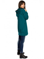 B054 Mikina s kapucí nadměrné velikosti na zip - zelená