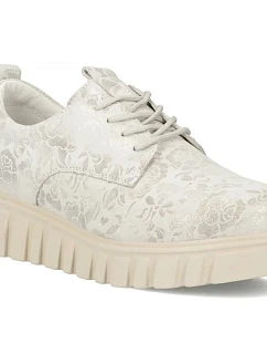 Kožené boty na platformě se stříbrnými květy DP6846 Filippo