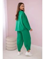 Bavlněná mikina kalhoty set zelený Bavlněná mikina kalhoty set zelený