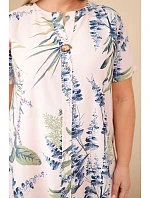 Dámské viskózové šaty Plus Size s krátkým rukávem a výstřihem na knoflíky pudrově růžové