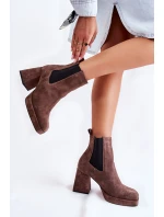 Semišové boty na masivním podpatku Laura Messi 2519 Brown