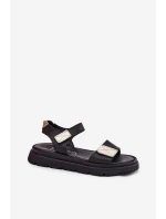 Kožené dámské sandály na platformě Zazoo 40443 černé