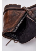 Dámské kotníkové boty z pravé kůže na ploché podrážce Maciejka 07063-02 hnědé