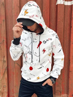 Pánská mikina s kapucí bílá FashionStreet BX5760