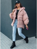 Dámská prošívaná bunda oversize s kapucí PARIMA růžová FashionStreet TY4480