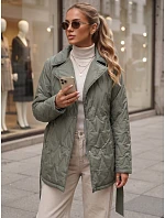 Dámský přechodný kabát s páskem, zelený, FashionStreet TY5805 Dámský přechodný kabát s páskem, zelený, FashionStreet TY5805