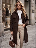 Dlouhý dámský kabát z čokoládově hnědé ovčí kožešiny FashionStreet NY0802 Dlouhý dámský kabát z čokoládově hnědé ovčí kožešiny FashionStreet NY0802