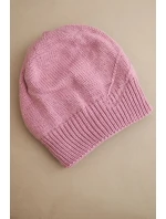 Dámská zimní čepice s vlnou a žebrovaným vzorem K471 tmavě růžová