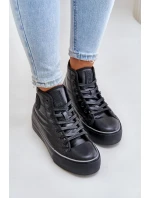 Zateplené dámské tenisky na platformě OO274A471 černé