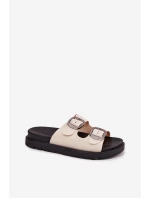 Dámské Pantofle S Přezkami Na Platformě Béžové Elamas