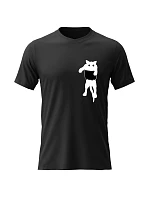 Dámské bavlněné tričko s potiskem - KOČKA V KAPSE - černé Dámské bavlněné tričko s potiskem - KOČKA V KAPSE - černé