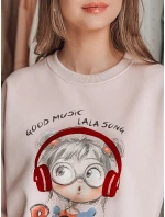 Dámská mikina s potiskem LALA VIBE růžová FashionStreet BY1505