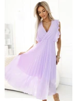 315-7 EMILY plisované šaty s volánky a výstřihem - barva CHRISTMAS