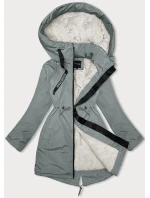 Světle zelená dámská zimní bunda s kapucí Miss TiTi (H-3832)