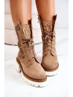 Pracovní kožené vysoké boty Nicole svetlě hnědá 2706