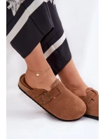 Dámské semišové pantofle s přezkou Big Star – hnědé