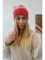 Milano fleecová čepice K203 ecru melange+red Milano fleecová čepice K203 ecru melange+red