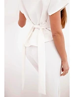 Dámský komplet masełko s halenkou s krátkým rukávem a širokými kalhotami ecru Dámský komplet masełko s halenkou s krátkým rukávem a širokými kalhotami ecru