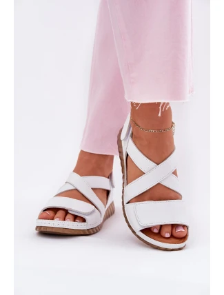 Dámské Kožené Sandály Na Suchý Zip Maciejka L6848-11 Bílé