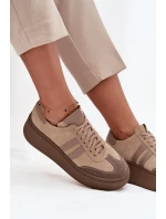 Kožené semišové dámské tenisky na platformě Zazoo 3775 béžové Kožené semišové dámské tenisky na platformě Zazoo 3775 béžové