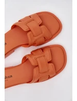 Dámské pantofle na plochém podpatku oranžové Lorania