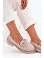 Dámské zdobené mokasíny s cyrkoniemi Patina – béžové