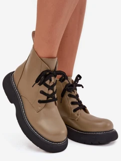 Dámské botky Harmine – zateplené, na platformě, šněrovací, zelené