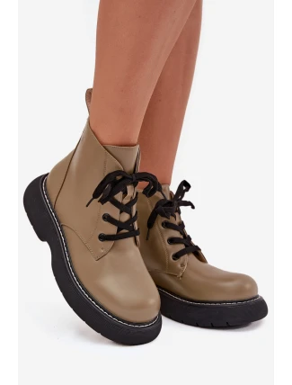 Dámské botky Harmine – zateplené, na platformě, šněrovací, zelené