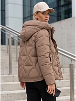 Dámská zimní prošívaná bunda s kapucí, béžová, FashionStreet TY5941