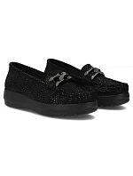 Dámské kožené mokasíny na platformě polobotky černé Filippo DP7652