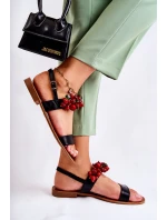Módní sandály s korálky Černá Hally