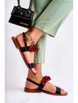 Módní sandály s korálky Černá Hally