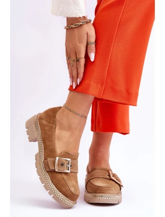 Módní semišové mokasíny tmavě béžové Eloisa