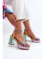 Dámské sandály na podpatku D&A CR920 Multikolor Dámské sandály na podpatku D&A CR920 Multikolor