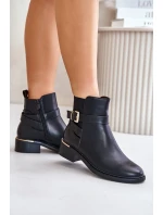 Dámské chelsea boty na nízkém podpatku eko kůže černé Zinlora
