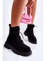 Dámské semišové kozačky zavazované Černá Vanita