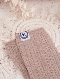 Dámské bavlněné žebrované ponožky – béžové