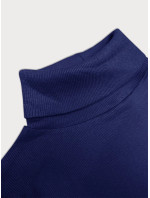 Vypasované žebrované šaty v kobaltové barvě s rolákem Rue Paris (5133)