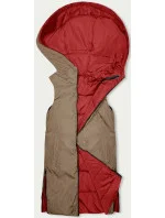 Červeno-béžová dlouhá dámská oboustranná vesta (B8248-4) Červeno-béžová dlouhá dámská oboustranná vesta (B8248-4)