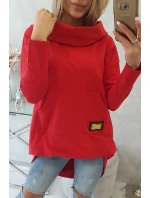 Mikina s dlouhými zády a kapucí červená