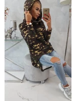 Mikina moro s dlouhými zády khaki+hnědá Mikina moro s dlouhými zády khaki+hnědá