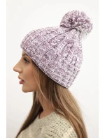Dámská zimní čepice s bambulí z vlny K424 fialová