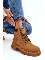 Kožené Ocouvané Botky Trapery Camel Felizia