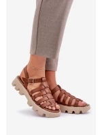 Kožené Dámské Sandály Zazoo 3695 Camel