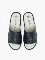 Jedinečné nazouváky dámské tmavě modré na klínku Jedinečné nazouváky dámské tmavě modré na klínku